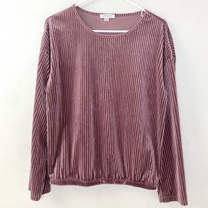 Carolina Belle Montréal Velvet Long Sleeve Blouse Mauve Size Medium